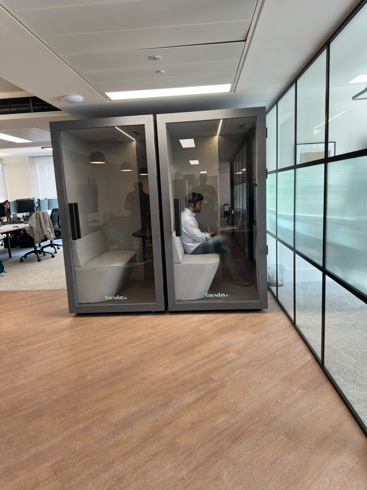 Tuesday focus pod in use — commercial furniture installation London