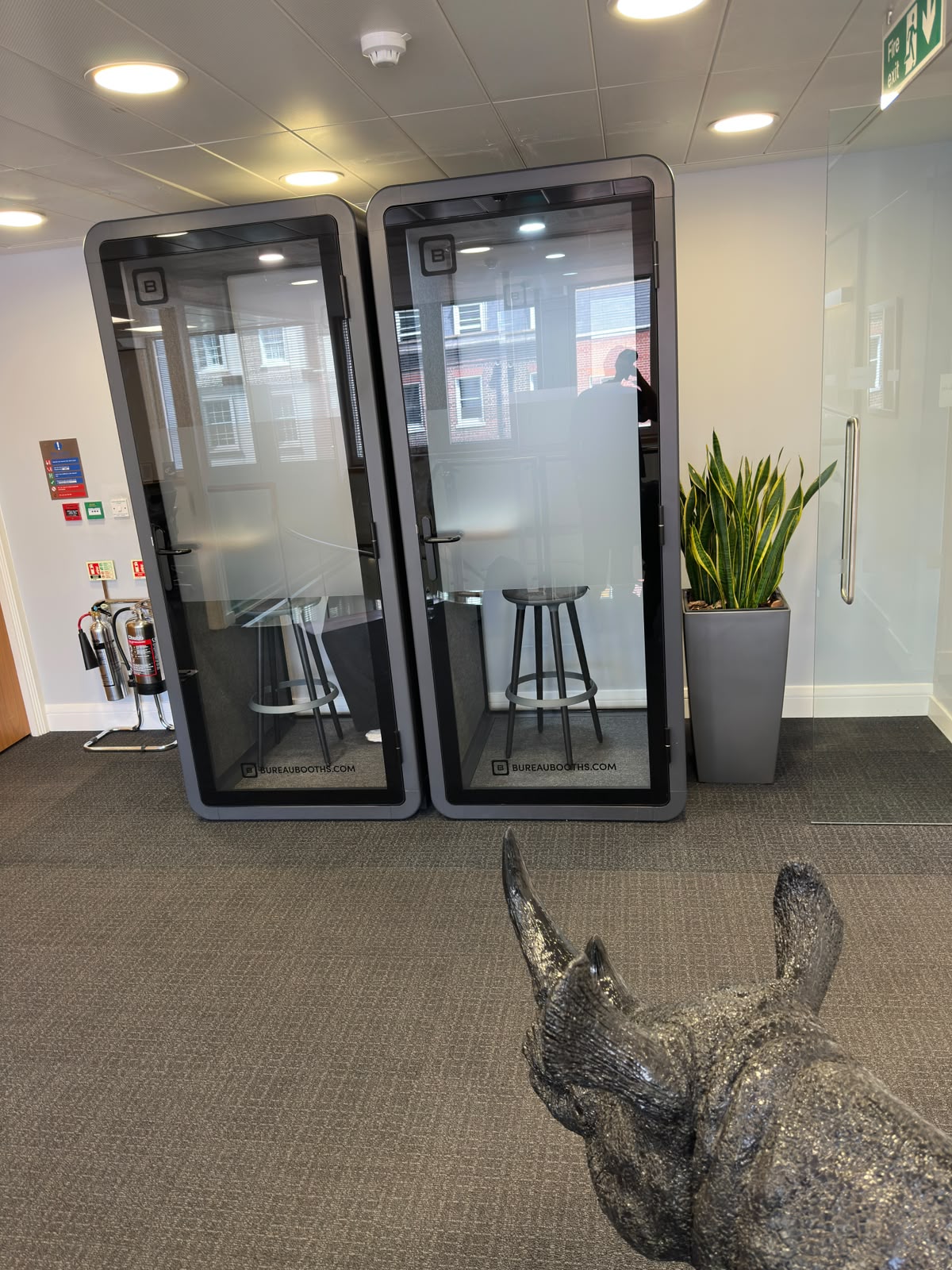 Bureau acoustic phone booths installed in a London workspace